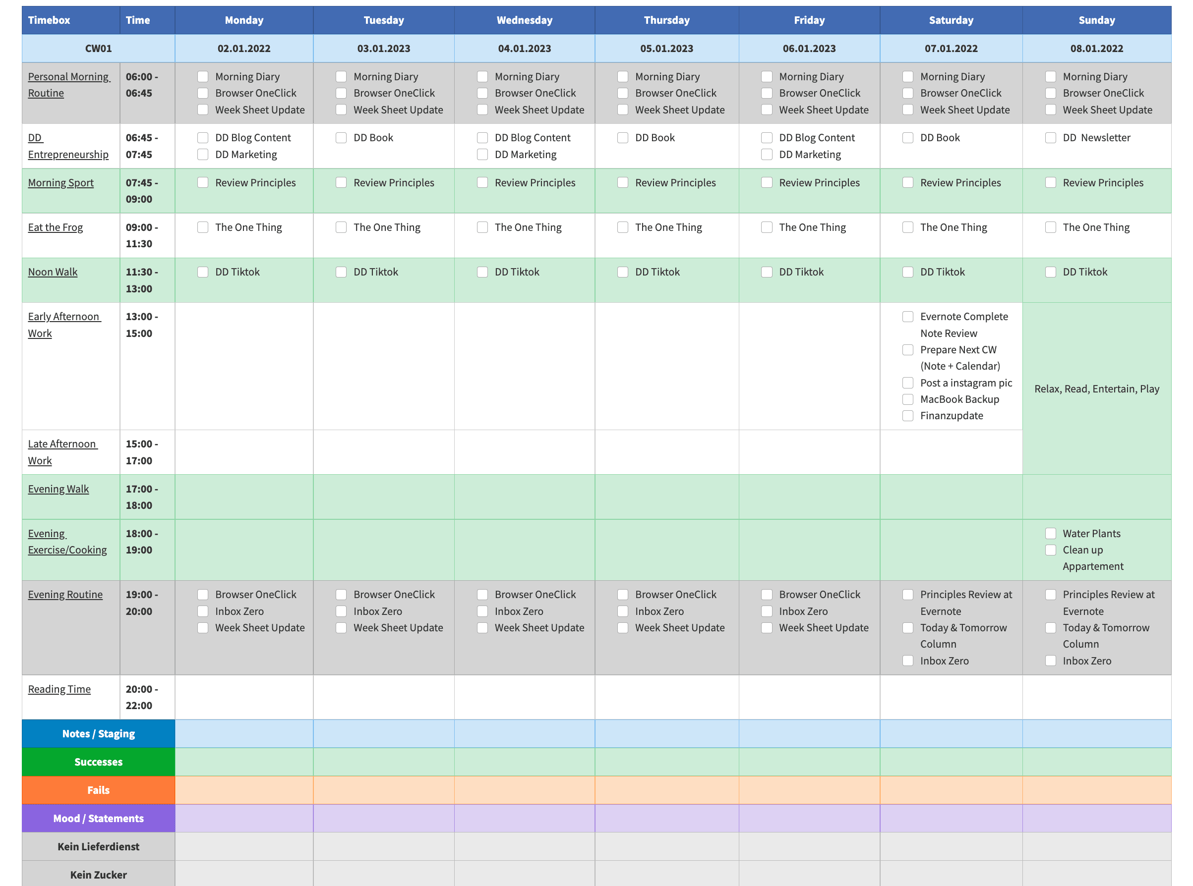 Creating a daily schedule that allows you to be calm and productive.